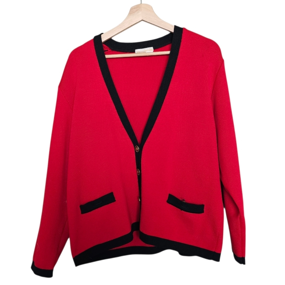 Brooks Brothers 100% Wool Vintage Red and Black Women's Cardigan Sweater